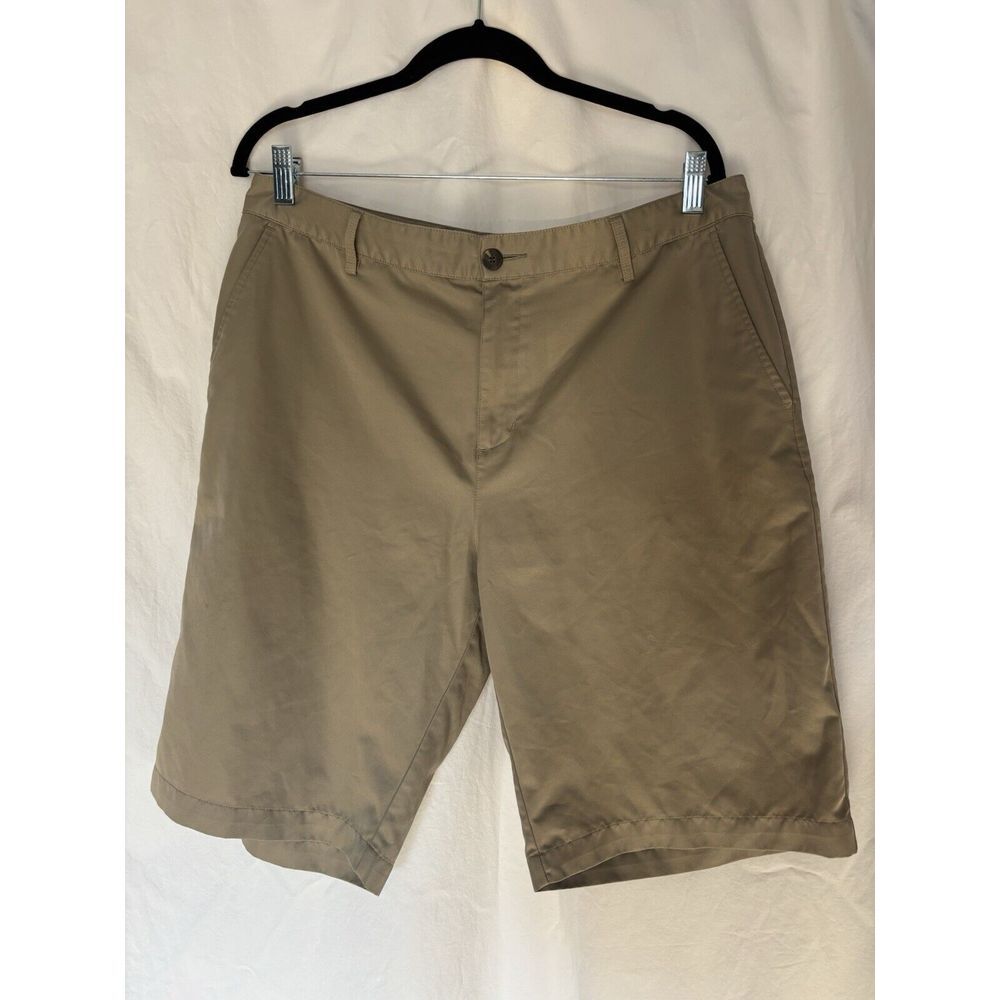 Adidas Mens Chino‎ Shorts Size 34 Tan Stretch Flat Front High Rise B5